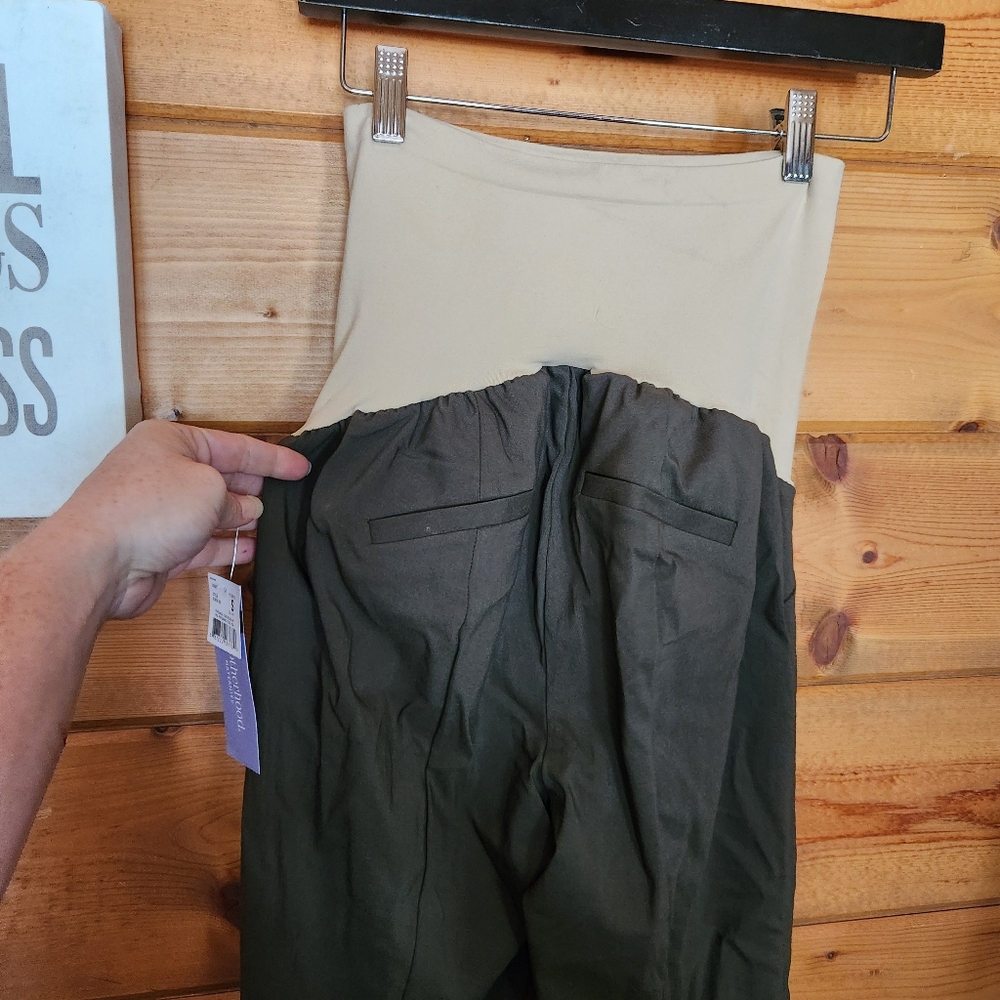 Motherhood Maternity Green Moulant Slim Straight Leg Pants Stretch Size S X 28" - Picture 7 of 9
